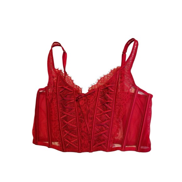 Victoria's Secret Other - Victoria Secret Dream Angels Unlined Lace Up Corset Top Size S New Red